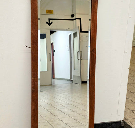 Vintage Mid - Century French Provincial Solid Oak Full - Length Beveled Wall Mirror - Yatva