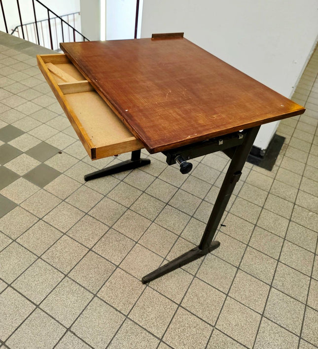 Vintage Mid - Century Industrial Adjustable Drafting Table - Yatva