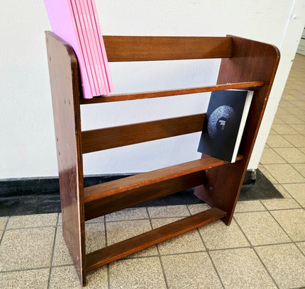 Vintage Mid - Century Modern Wooden Book Trough / Slanted Magazine Rack - Yatva