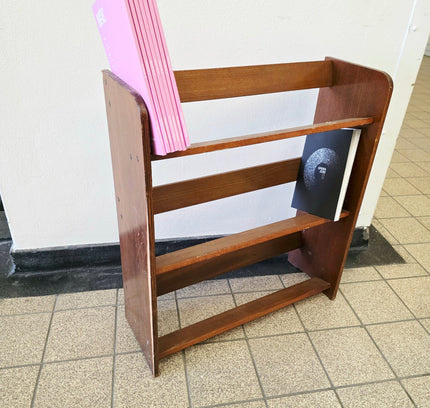 Vintage Mid - Century Modern Wooden Book Trough / Slanted Magazine Rack - Yatva