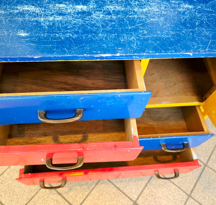 Vintage Mid - Century "Mondrian Style" Multi - Color Children's Commode & Changing Table - Yatva