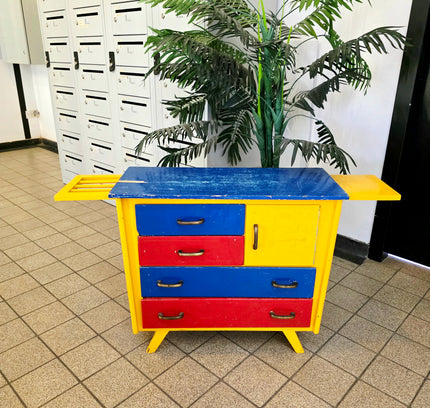 Vintage Mid - Century "Mondrian Style" Multi - Color Children's Commode & Changing Table - Yatva