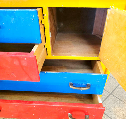 Vintage Mid - Century "Mondrian Style" Multi - Color Children's Commode & Changing Table - Yatva