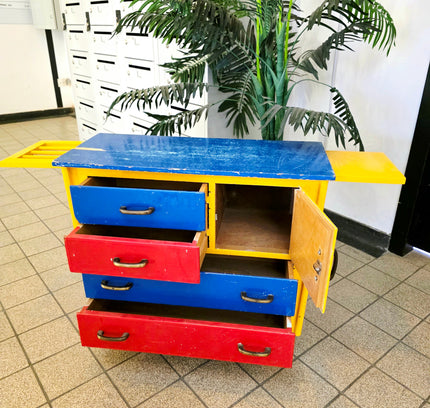 Vintage Mid - Century "Mondrian Style" Multi - Color Children's Commode & Changing Table - Yatva
