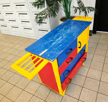 Vintage Mid - Century "Mondrian Style" Multi - Color Children's Commode & Changing Table - Yatva