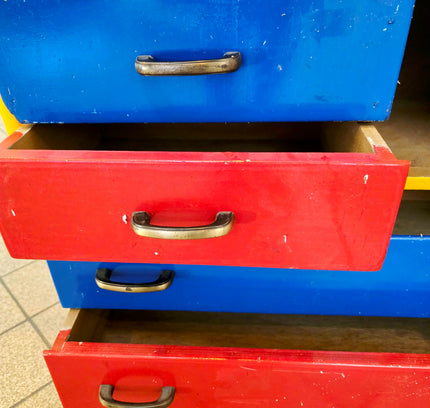 Vintage Mid - Century "Mondrian Style" Multi - Color Children's Commode & Changing Table - Yatva