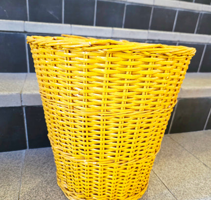 Vintage Mid - Century Woven Plastic Waste Basket - Yatva