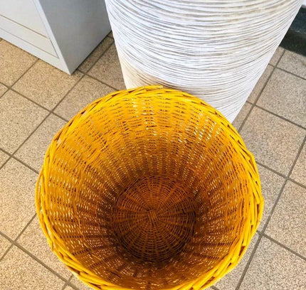 Vintage Mid - Century Woven Plastic Waste Basket - Yatva