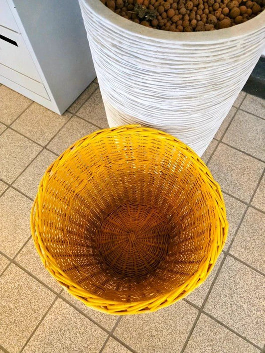 Vintage Mid - Century Woven Plastic Waste Basket - Yatva