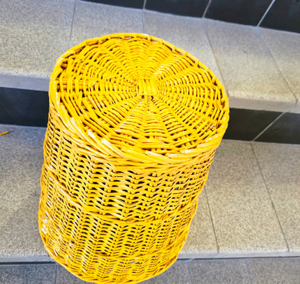 Vintage Mid - Century Woven Plastic Waste Basket - Yatva