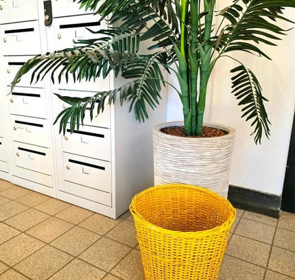 Vintage Mid - Century Woven Plastic Waste Basket - Yatva