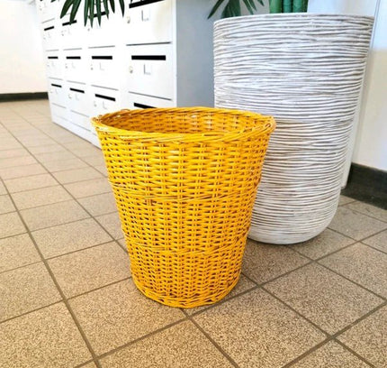 Vintage Mid - Century Woven Plastic Waste Basket - Yatva