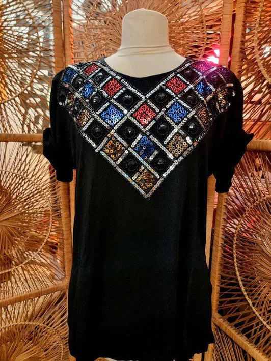 Vintage Novita, D Sequin Top - Yatva