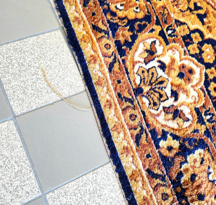 Vintage Oriental Medallion Area Rug - Mustard Gold & Navy Blue (202 x 280 cm) - Yatva