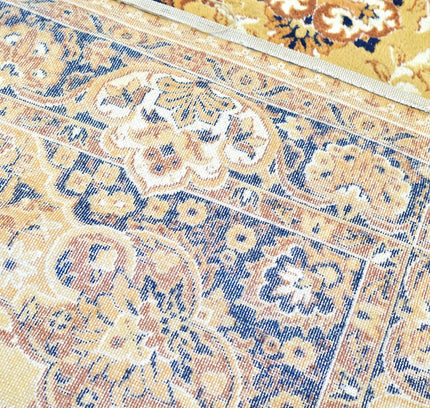Vintage Oriental Medallion Area Rug - Mustard Gold & Navy Blue (202 x 280 cm) - Yatva