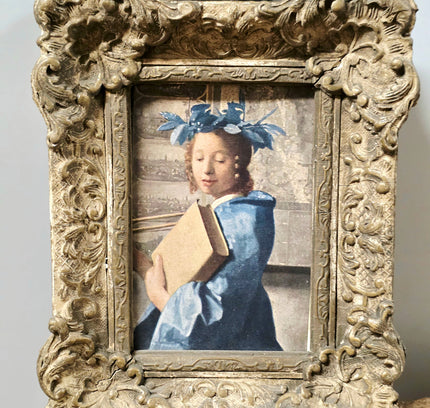 Vintage Ornate Miniature Framed Art Vermeer The Art of Painting - Yatva