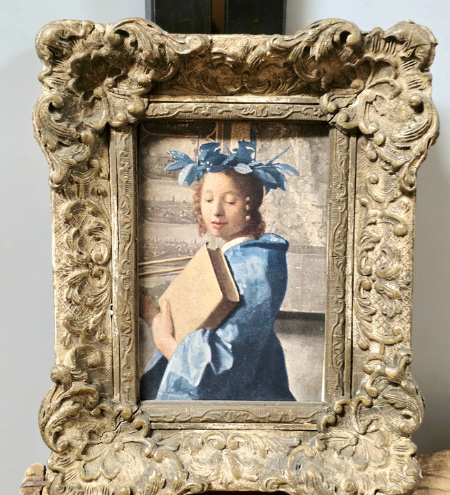 Vintage Ornate Miniature Framed Art Vermeer The Art of Painting - Yatva