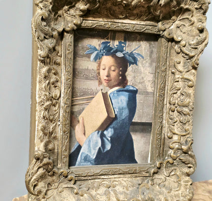 Vintage Ornate Miniature Framed Art Vermeer The Art of Painting - Yatva