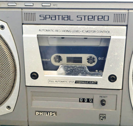 Vintage Philips D8418 Spatial Stereo Boombox | 1980s Radio Cassette Player - Yatva