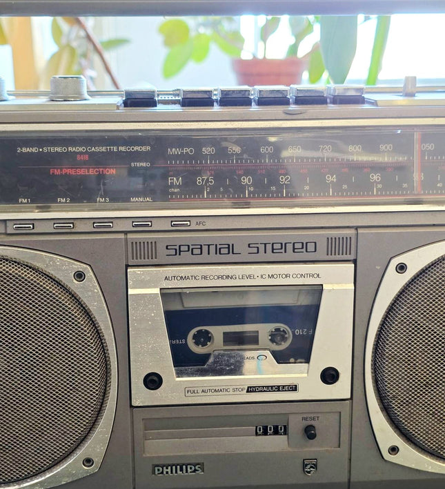 Vintage Philips D8418 Spatial Stereo Boombox | 1980s Radio Cassette Player - Yatva