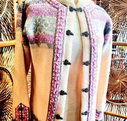 Vintage Pure New Wool Norwegian Cardigan - Yatva