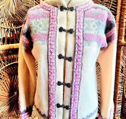 Vintage Pure New Wool Norwegian Cardigan - Yatva