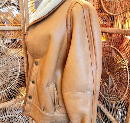 Vintage Real Shearling Sheepskin Coat Jacket - Yatva