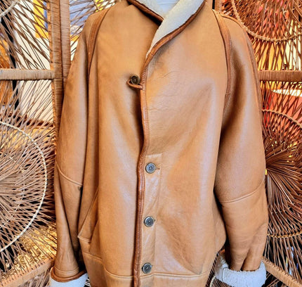 Vintage Real Shearling Sheepskin Coat Jacket - Yatva