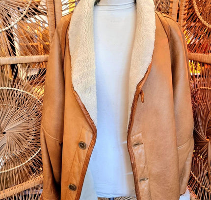 Vintage Real Shearling Sheepskin Coat Jacket - Yatva