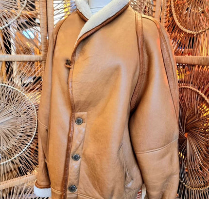 Vintage Real Shearling Sheepskin Coat Jacket - Yatva