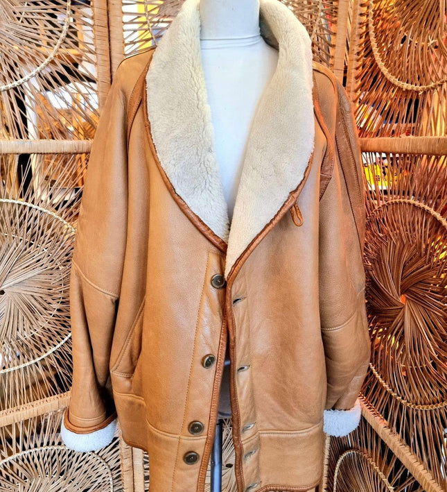 Vintage Real Shearling Sheepskin Coat Jacket - Yatva