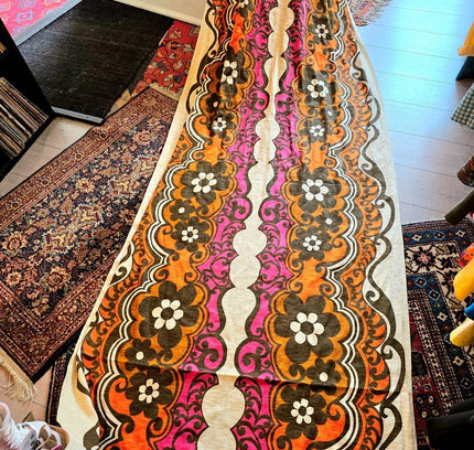 Vintage retro Original 1970s Floral Curtain - Yatva