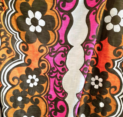 Vintage retro Original 1970s Floral Curtain - Yatva