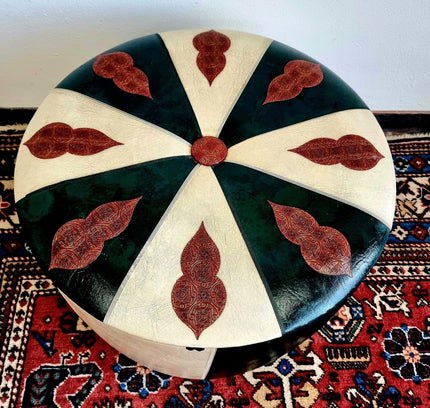 Vintage Retro Skai Pouf - Yatva