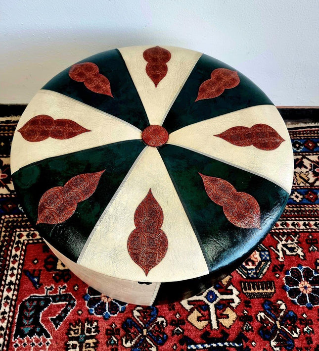 Vintage Retro Skai Pouf - Yatva