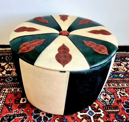 Vintage Retro Skai Pouf - Yatva