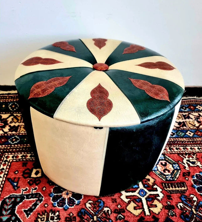 Vintage Retro Skai Pouf - Yatva