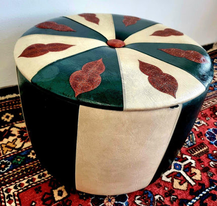 Vintage Retro Skai Pouf - Yatva