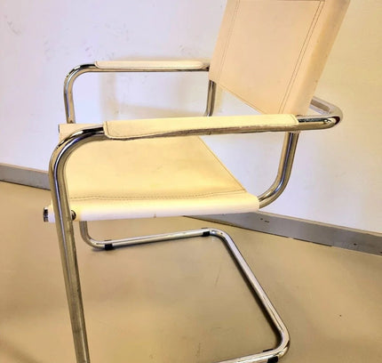Vintage Retro Tubular Frame Chair Leather Chair x 4 - Yatva