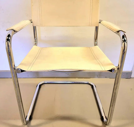 Vintage Retro Tubular Frame Chair Leather Chair x 4 - Yatva