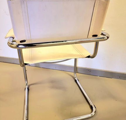 Vintage Retro Tubular Frame Chair Leather Chair x 4 - Yatva