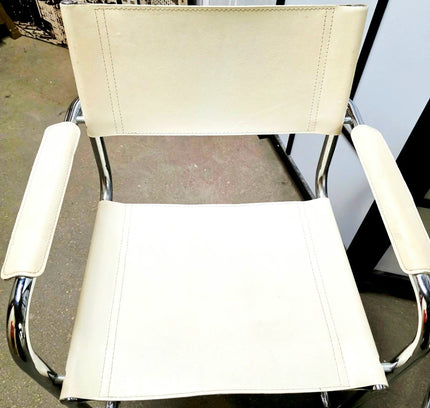Vintage Retro Tubular Frame Chair Leather Chair x 4 - Yatva