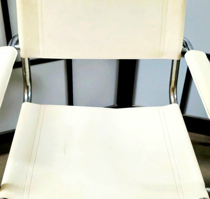 Vintage Retro Tubular Frame Chair Leather Chair x 4 - Yatva