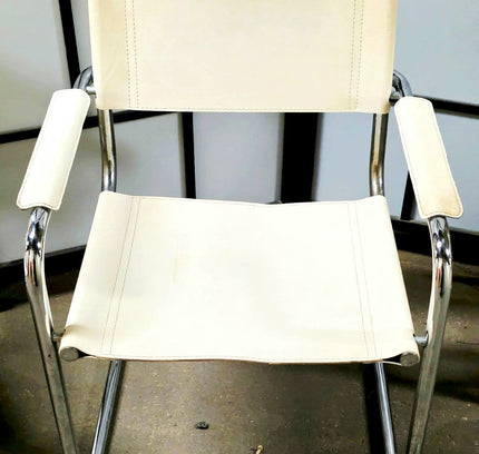 Vintage Retro Tubular Frame Chair Leather Chair x 4 - Yatva