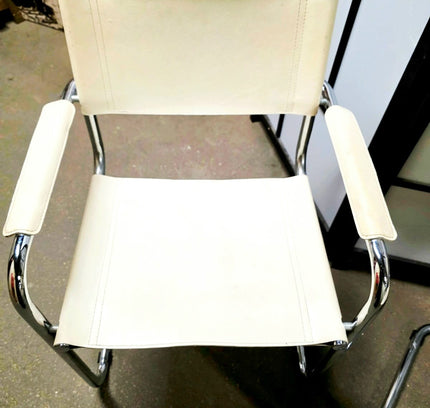 Vintage Retro Tubular Frame Chair Leather Chair x 4 - Yatva