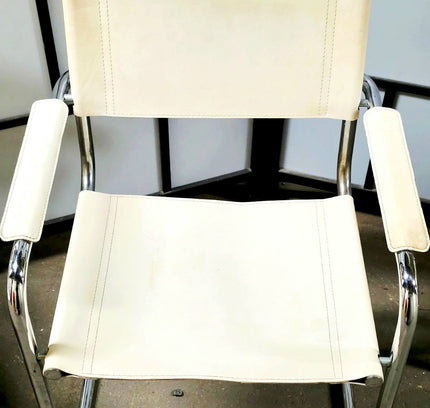 Vintage Retro Tubular Frame Chair Leather Chair x 4 - Yatva