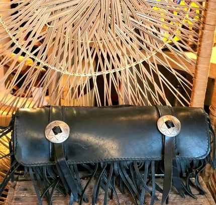 Vintage Round Leather Motorcycle Tool Bag - Yatva