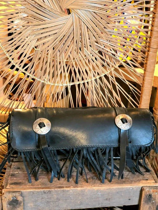 Vintage Round Leather Motorcycle Tool Bag - Yatva