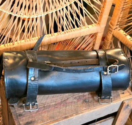 Vintage Round Leather Motorcycle Tool Bag - Yatva