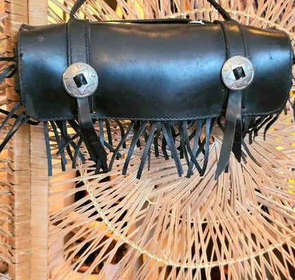 Vintage Round Leather Motorcycle Tool Bag - Yatva